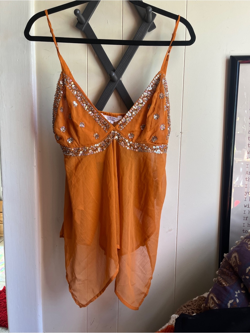 Embellished Orange Fairy Y2K Cami Top